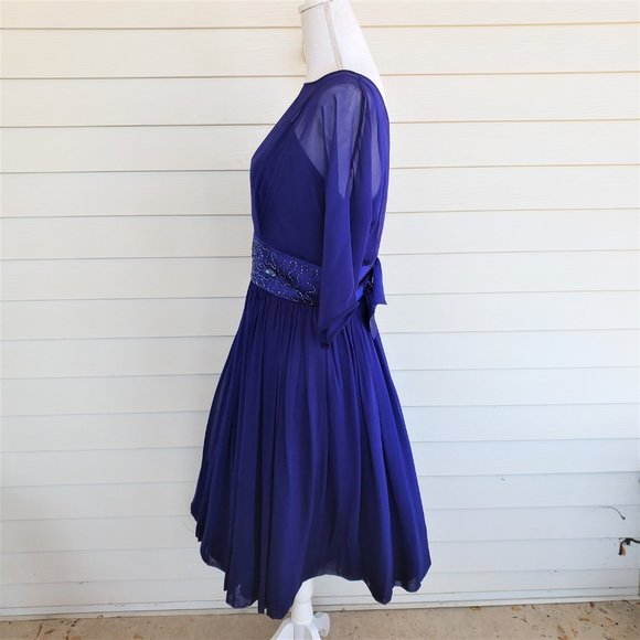 Vintage 50s/60s Union Label Violet Blue Party Dress from Toby Lynn - Picture 12 of 15